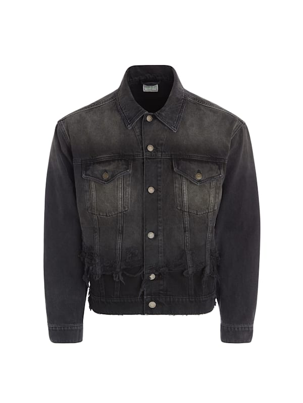 Black denim jacket guess sales