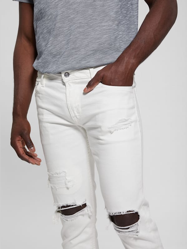 Guess white ripped shop jeans