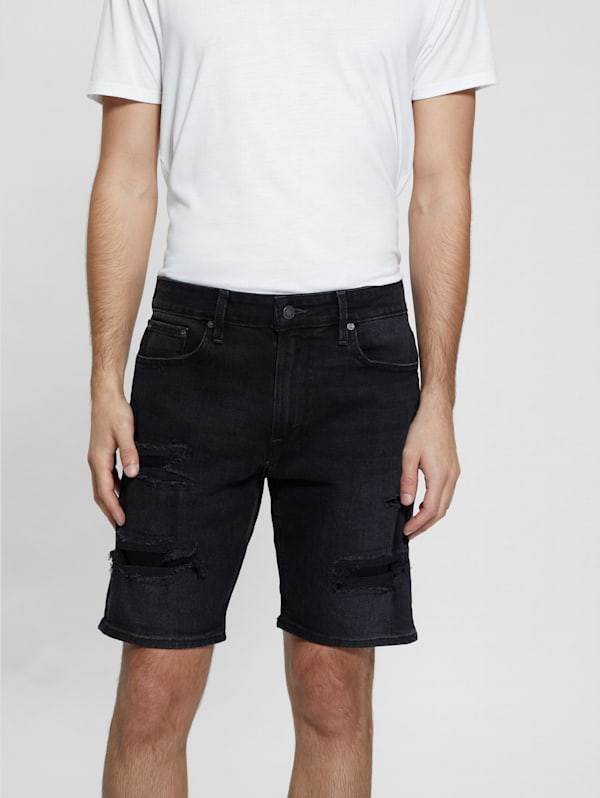 Wyatt Destroyed Black Shorts GUESS