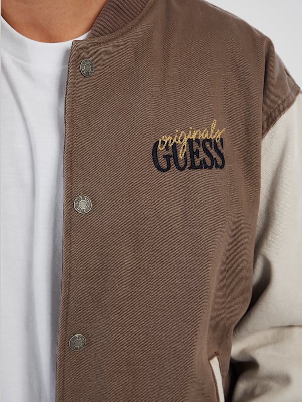 GUESS Originals Sanded-Denim Varsity Jacket | GUESS