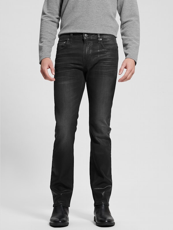 Coated Black Denim - Straight A Style