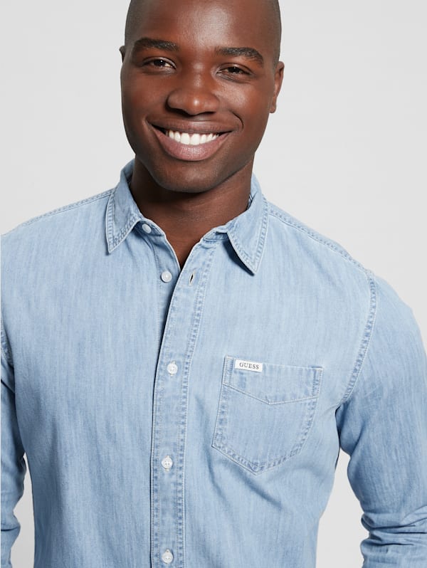 Light blue guess shirt hot sale