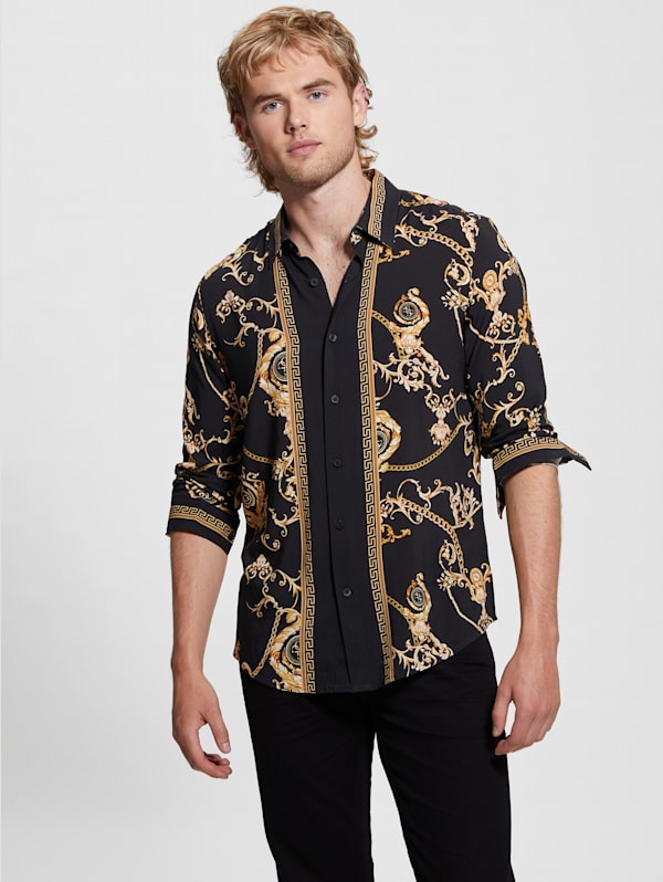 Black and gold guess sale shirt