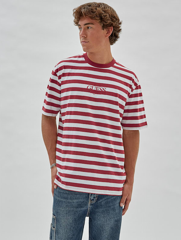 Guess t shirt striped red shop