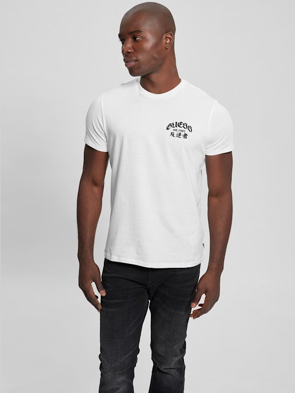 mens white t shirt with print