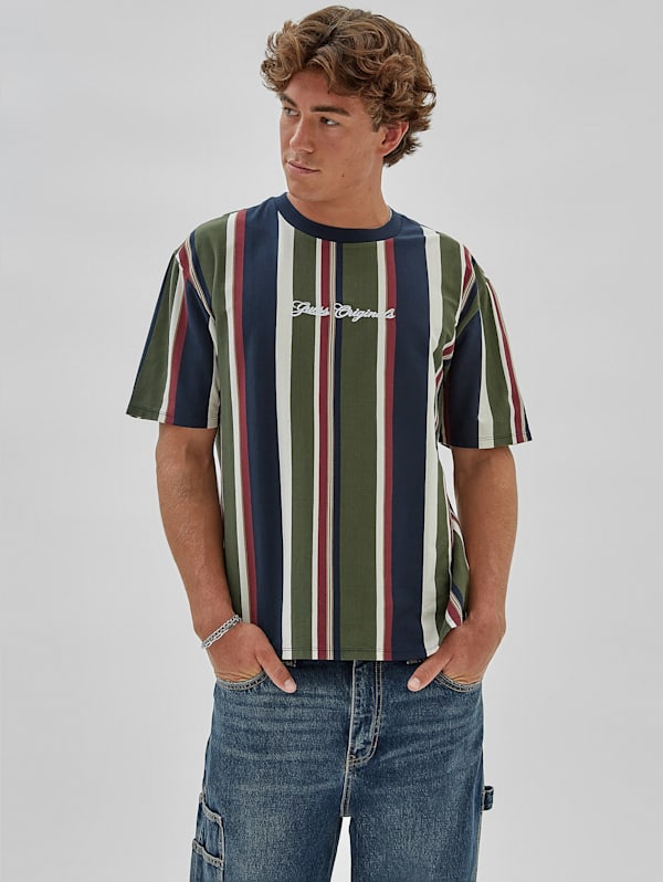 Guess men's t shirt striped discount