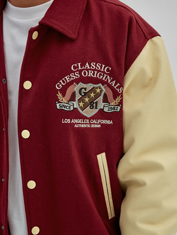 Guess letterman jacket shop