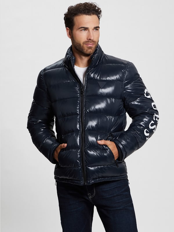 Shiny Hooded Puffer Jacket | GUESS Shiny Hooded Puffer Jacket | GUESS