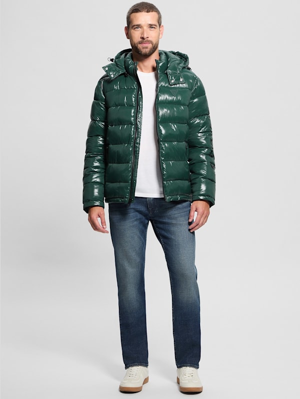Shiny Hooded Puffer Jacket | GUESS