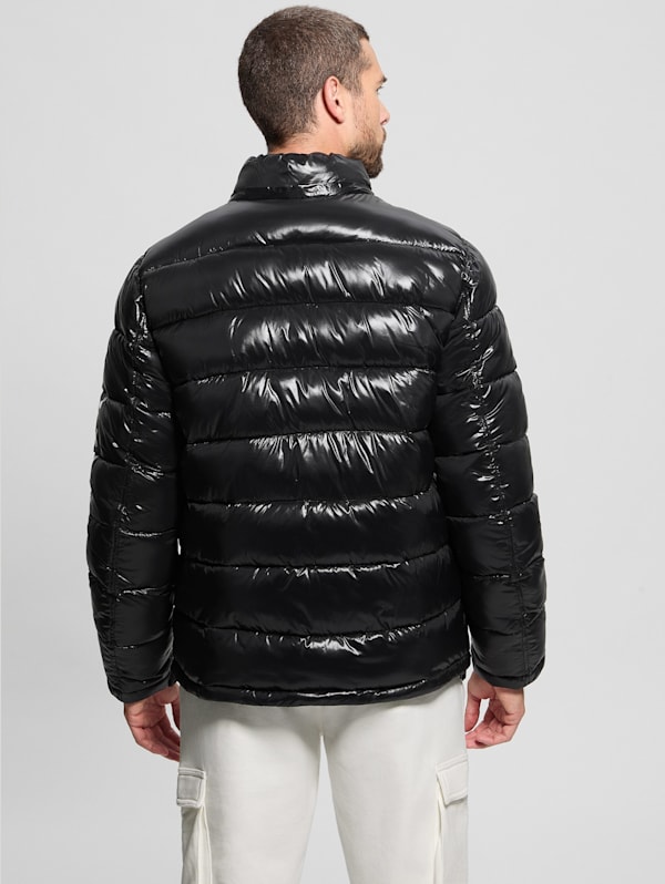 GUESS Shiny Hooded Puffer Jacket Black S