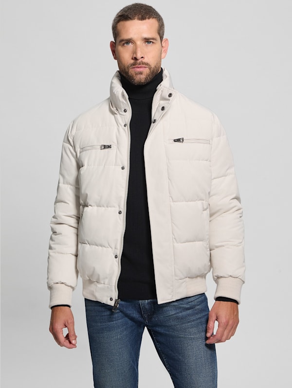 GUESS Heavy Flight Puffer Jacket Muted Stone XS