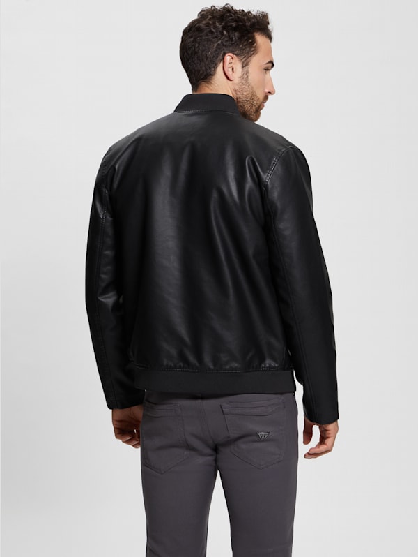 Black leather aviator jacket mens clearance