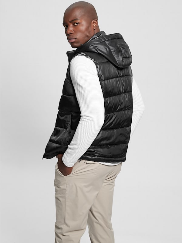 Black puffer jacket vest cheap