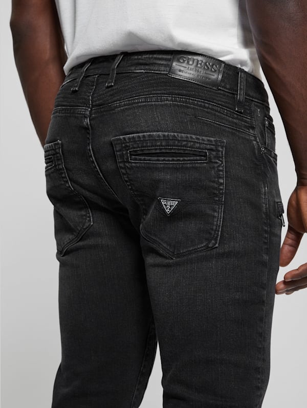 GUESS Eco Finnley Zippered Tapered Jeans Black 38