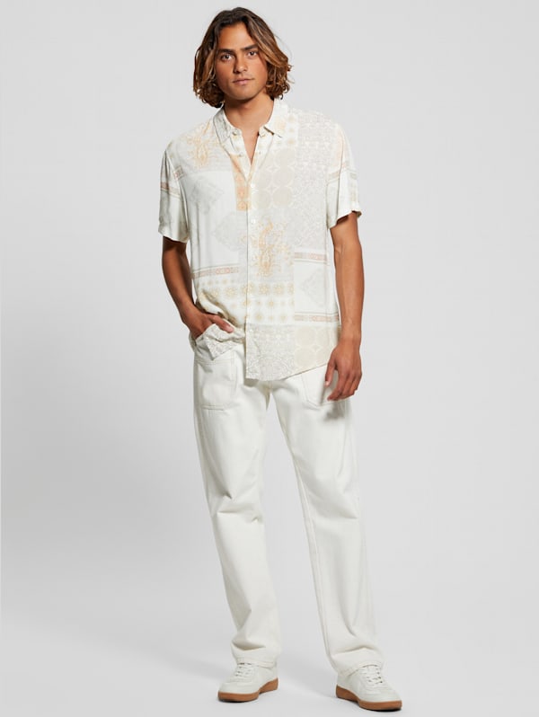 GUESS Eco Rayon Patchwork Shirt Beige S