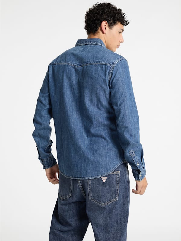Slim Long Sleeve Denim Shirt GUESS Canada