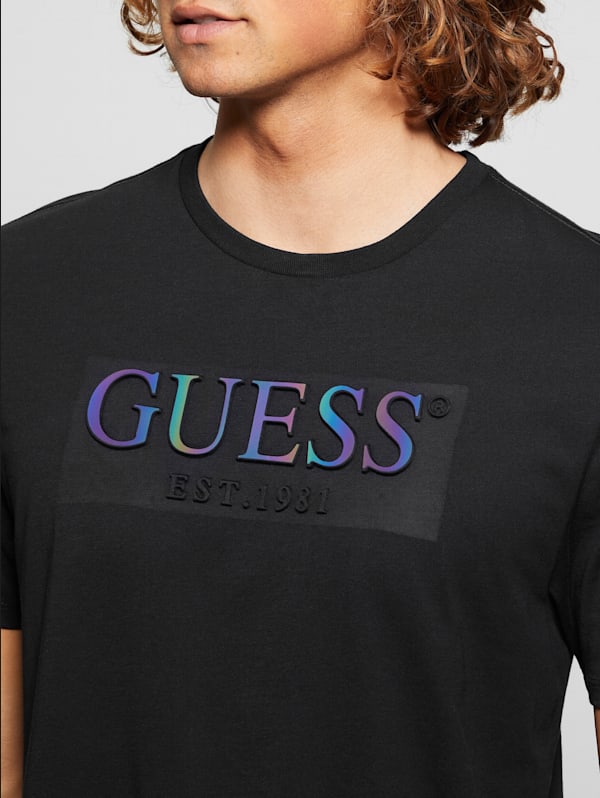 Eco Iridescent Signature Tee GUESS Canada