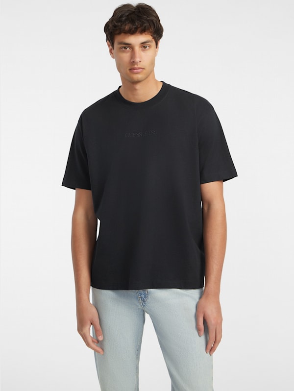 Guess black logo tee sales