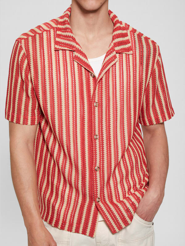 Guess pink striped shirt mens shop