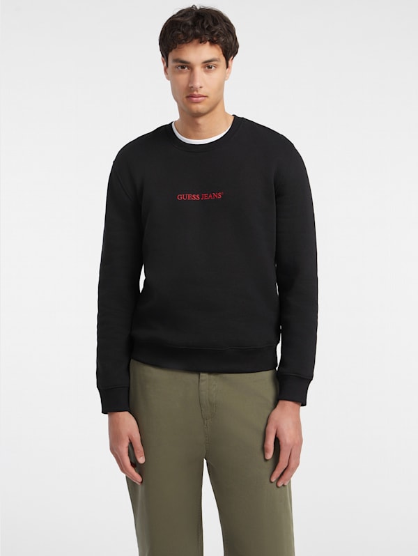 GUESS JEANS Slim Logo Crewneck Sweatshirt Black XS