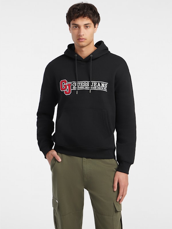 GUESS JEANS Logo Patch Hoodie Black XS