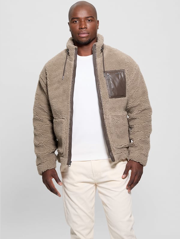 Faux Sherpa Full Zip Jacket GUESS Canada