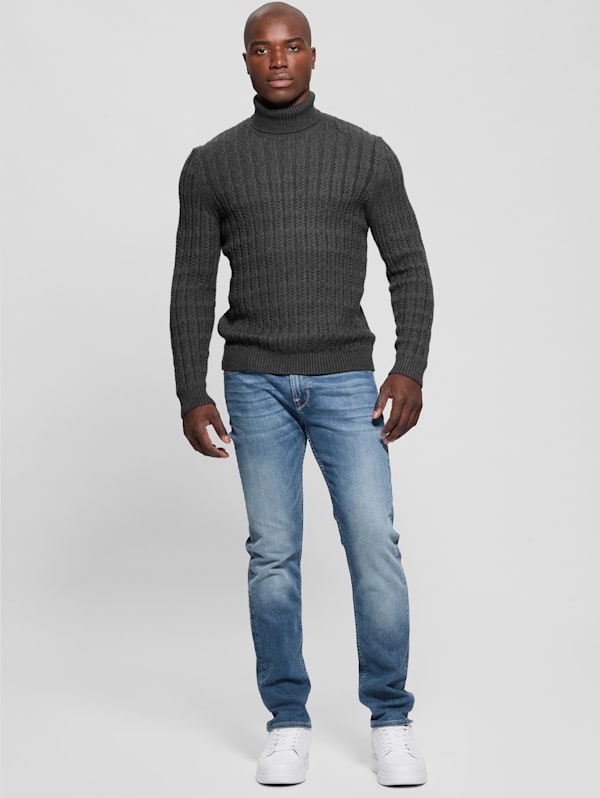 Eco Ezra Turtleneck Cable-Knit Sweater | GUESS