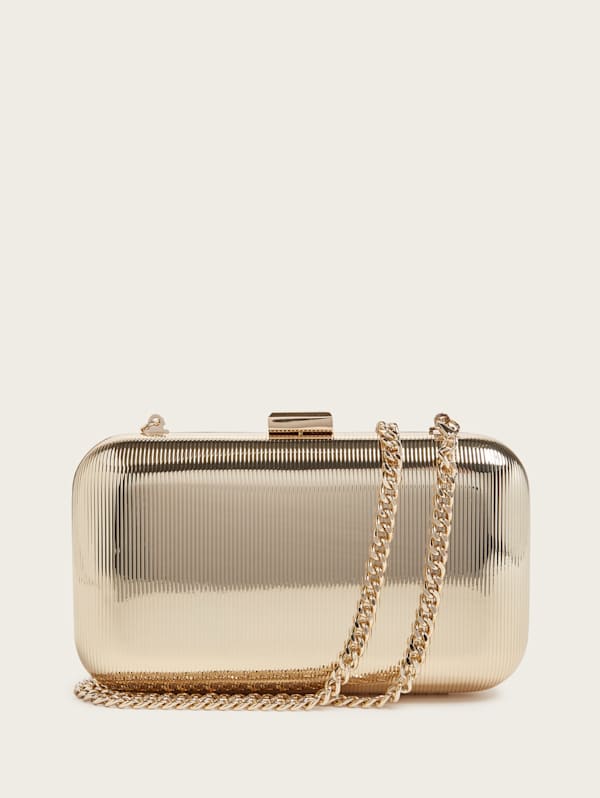 White Gold Textured Clutch Marciano