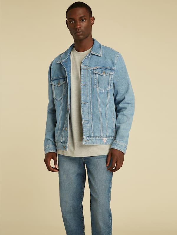 Guess denim jacket with pearls new arrivals
