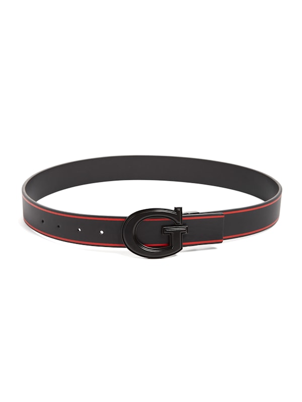 Reversible Striped G Buckle Belt