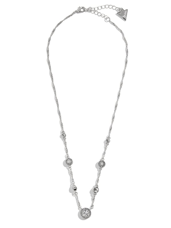 Crystal Logo Button Necklace