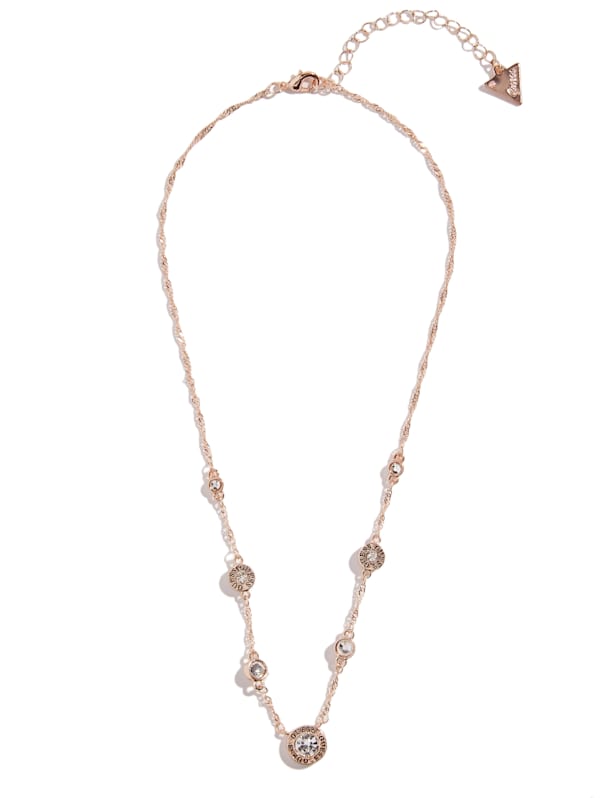 Crystal Logo Button Necklace GUESS Factory Ca