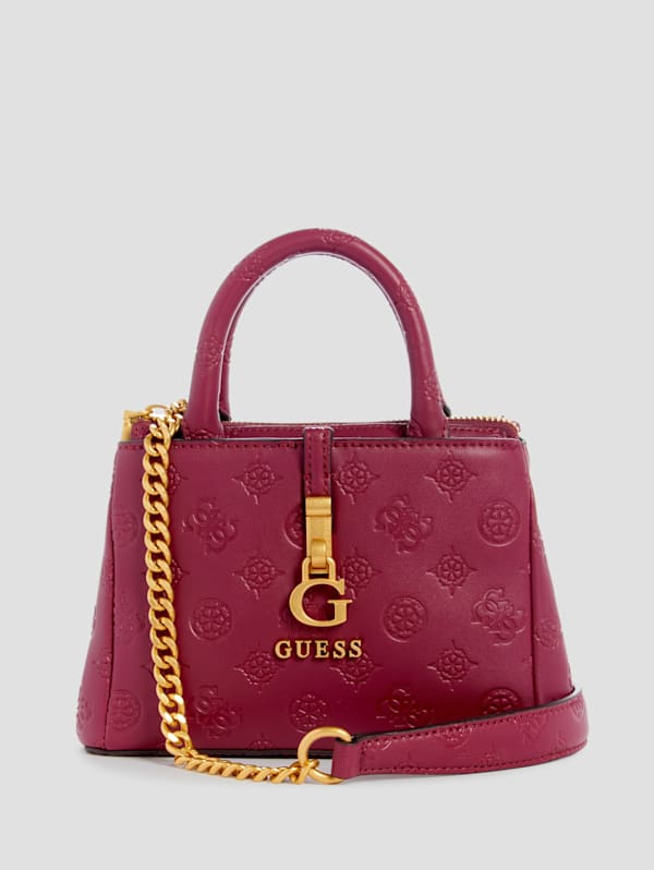Guess Purple Leather Handbag in Red