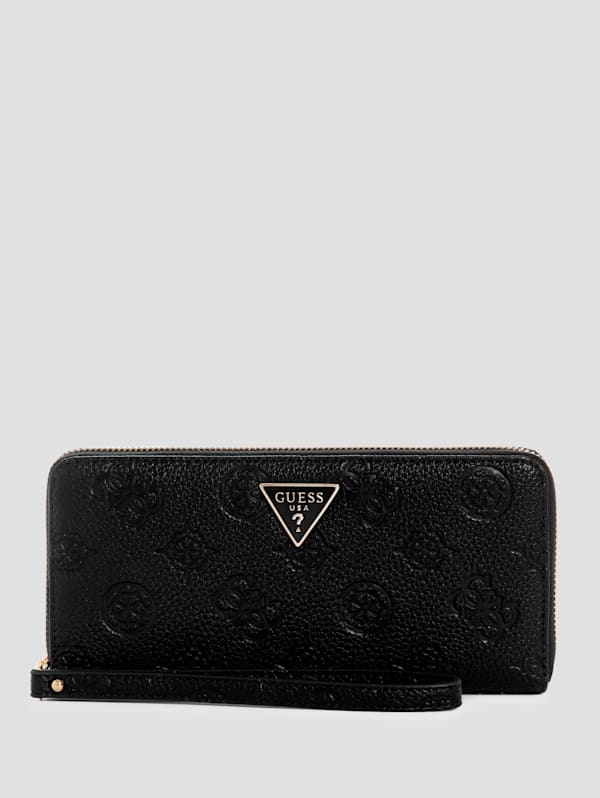 Black leather guess wallet clearance