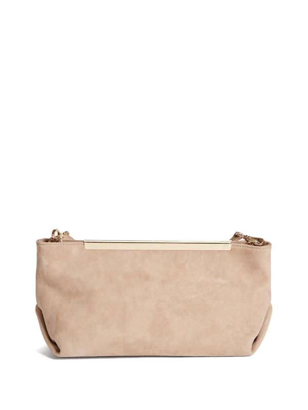 Guess Women s Soft Suede Leather Clutch Bag in Taupe Beige