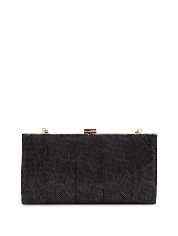 Black floral clutch bag best sale