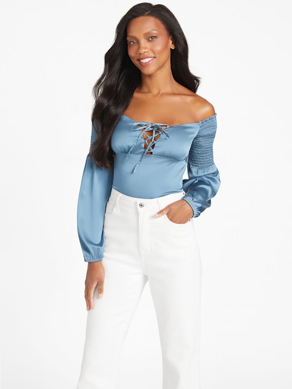Baby blue discount off shoulder top