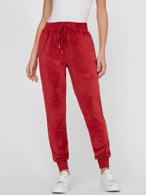Red velour on sale joggers