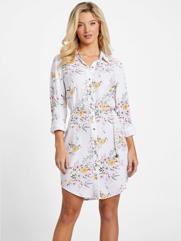 Misti Linen Mini Shirtdress | GUESS Factory