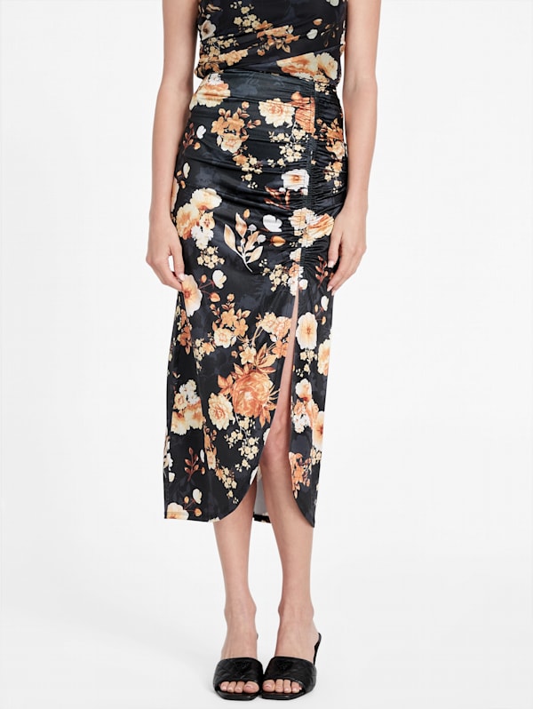 Factory Micol Printed Midi Skirt - Black - L