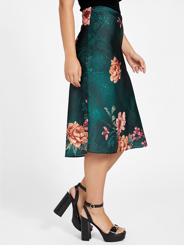 Vivianna satin wrap midi skirt sale
