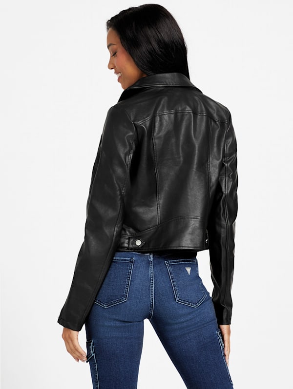 Ceci Faux-Leather Moto Jacket | GUESS Factory