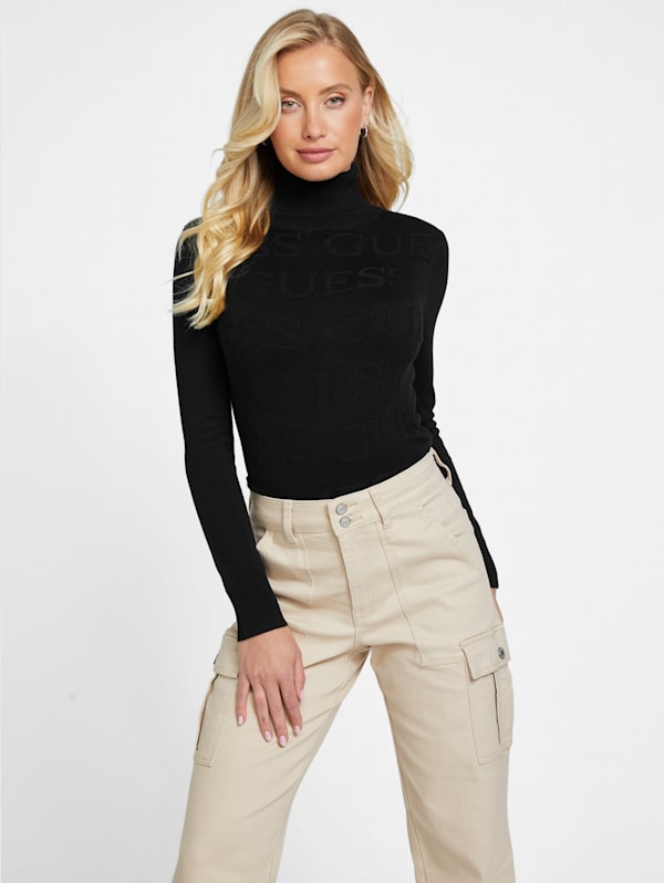 Women Ribbed Turtleneck Cardigan