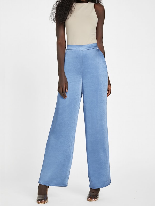 Light blue wide-leg pants