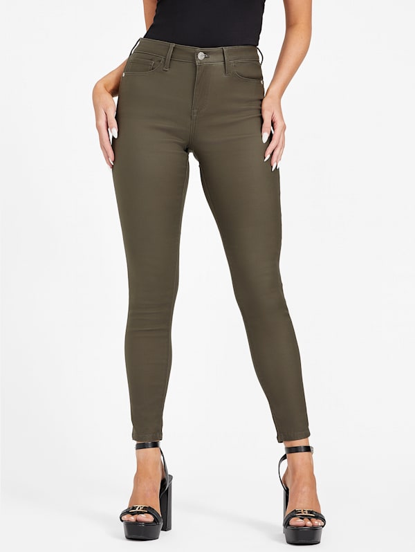 Skinny High Waist Jeggings - Khaki green - Ladies