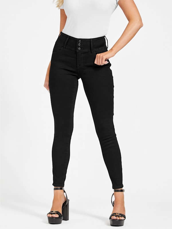 High waisted jeans with three buttons deals