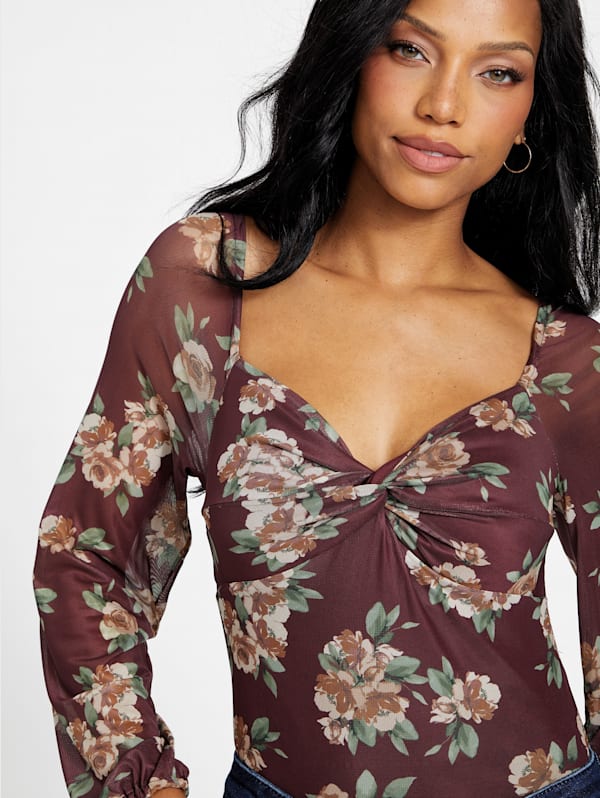 Nicole Floral Mesh Bodysuit | GUESS Factory