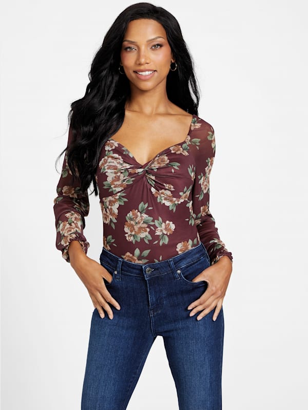 Nicole Floral Mesh Bodysuit | GUESS Factory