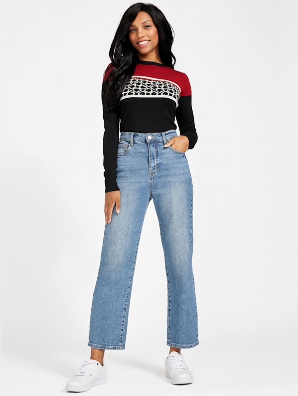 Mayla Color-Block Logo Sweater | GUESS Factory