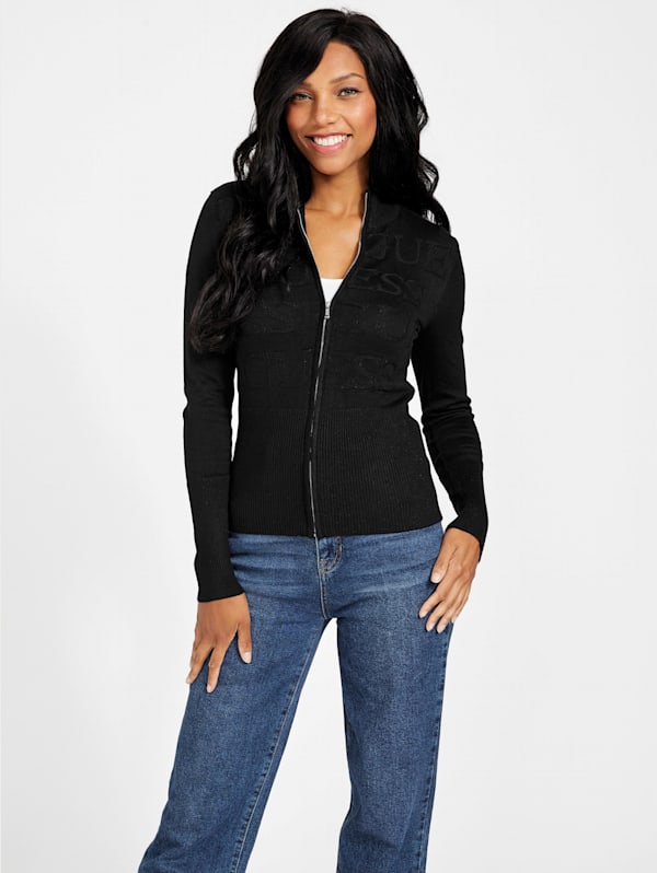 Vitchelle Shimmer Zip Sweater GUESS Factory